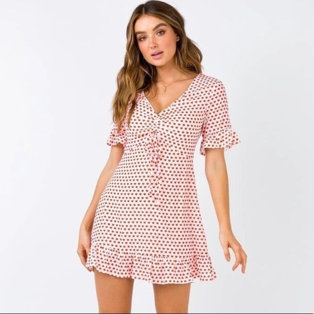 Princess Polly The Eris Heart Print Mini Dress Size 8